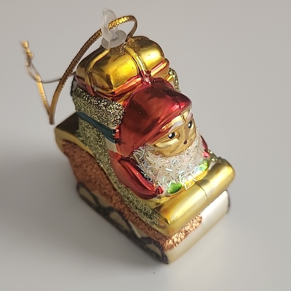 Vintage Christmas Mini Ornament Set Santa Angel Sleigh Rocking Horse Retro Decor - Picture 11 of 12
